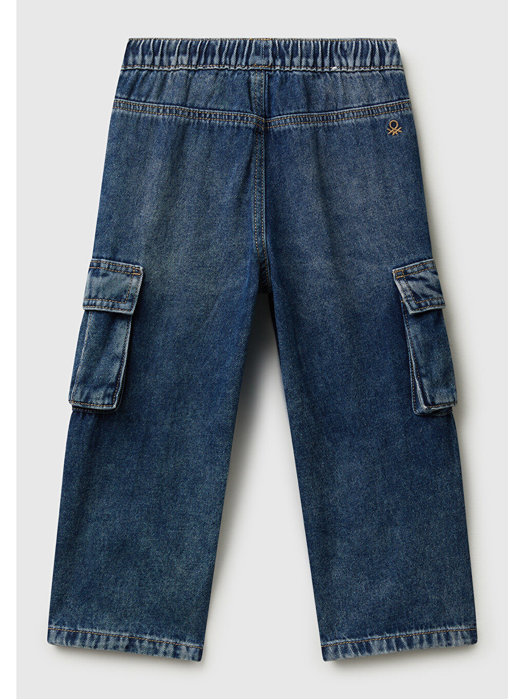 Erkek Çocuk Koyu Mavi Arkası Logo Detaylı Yan Cepli Büzgü İpli Denim Pantolon-1