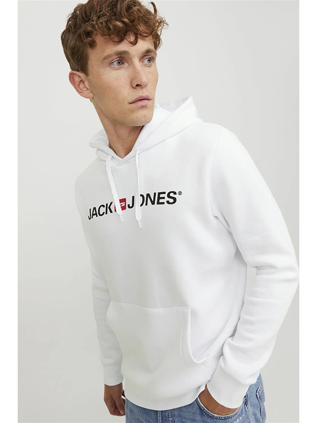 Beyaz Jjecorp Old Logo Regular Kapüşonlu Erkek Sweat 1213-7054-4
