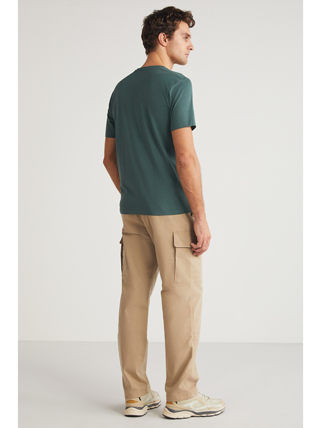 Mıchel Erkek Slim Fit Dar Kesim %100 Organik Pamuklu Yana Kayan Dikişli Basic Örme Yeşil T-shirt-4