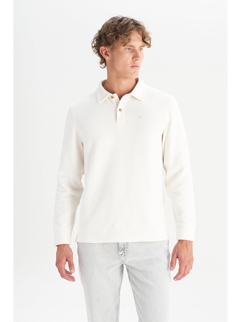 Ekru Pamuklu Regular Fit Polo Yaka Tişört-2