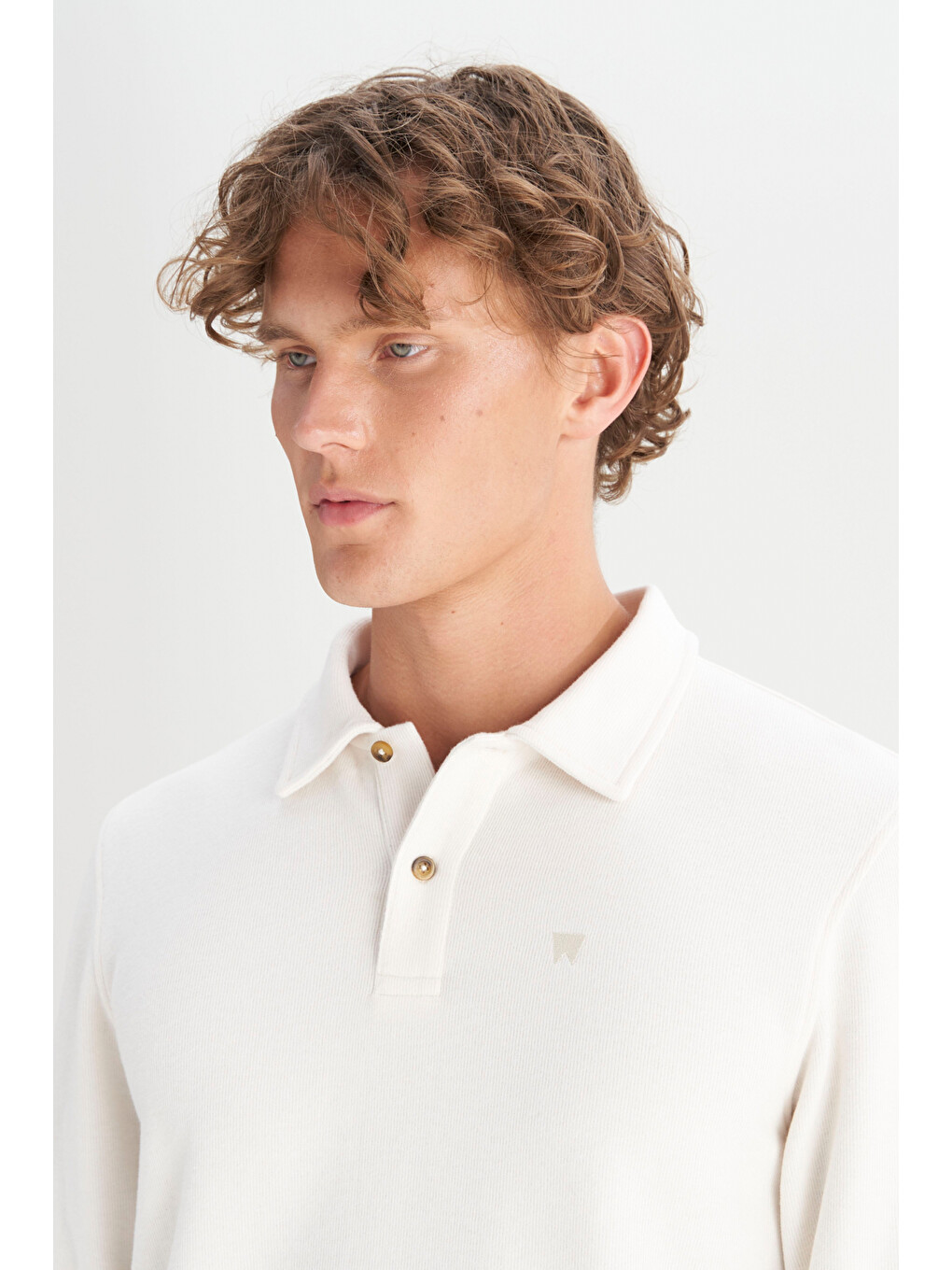 Ekru Pamuklu Regular Fit Polo Yaka Tişört-3