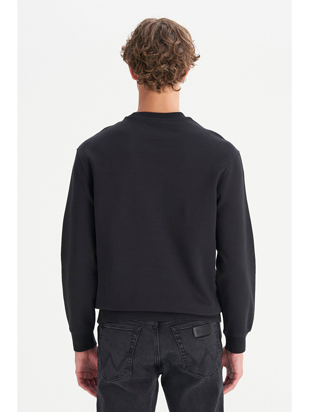 Siyah Pamuklu Regular Fit Bisiklet Yaka Logo Detaylı Sweatshirt-4