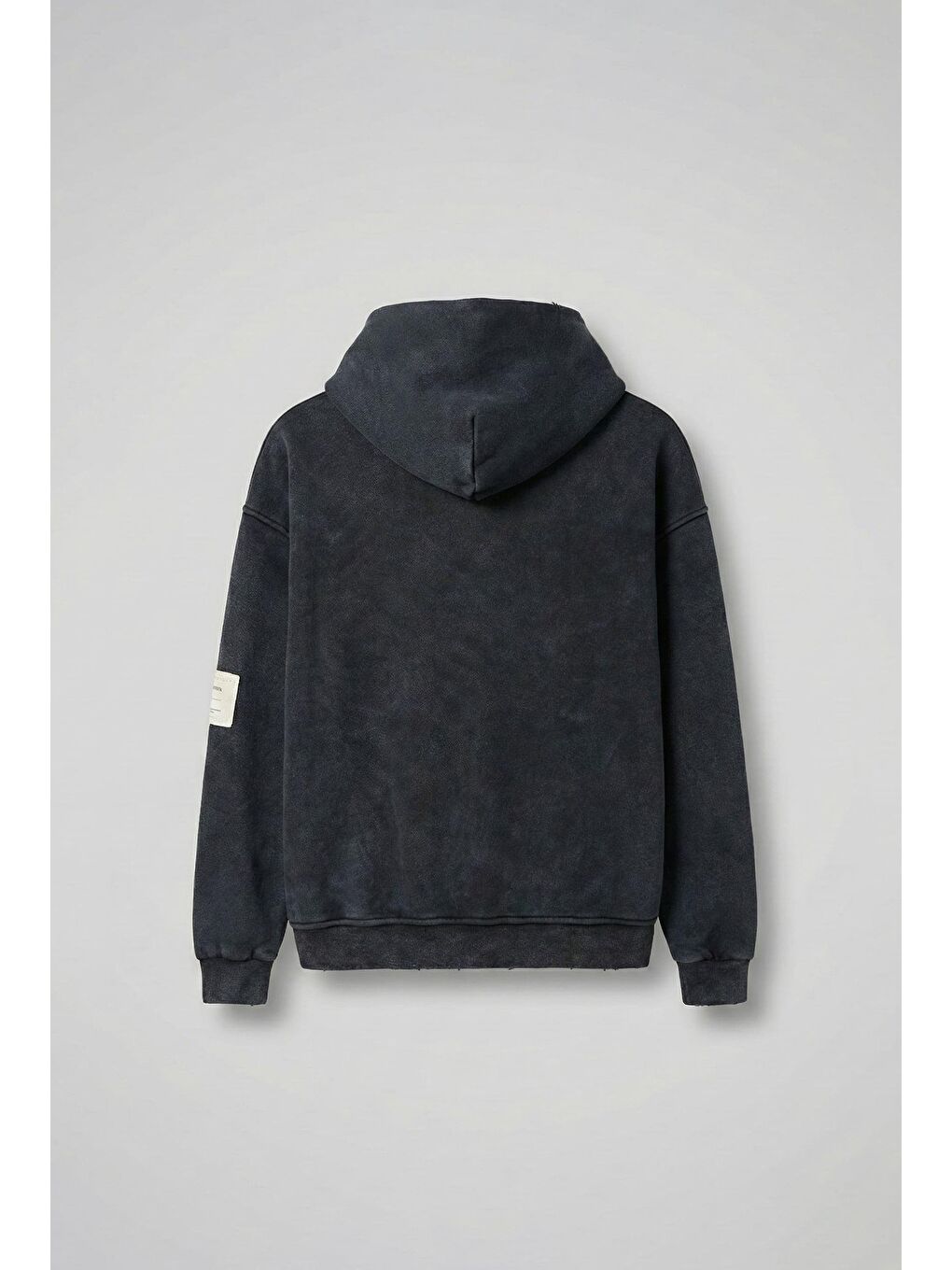 Oversize Baskılı Kapüşonlu Pamuklu Erkek Hoodie Siyah-1
