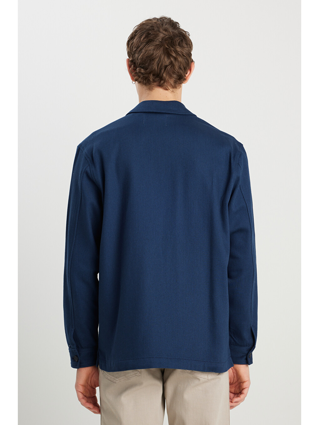 %100 Pamuk Regular Fit Cep Detaylı Lacivert Ceket-4