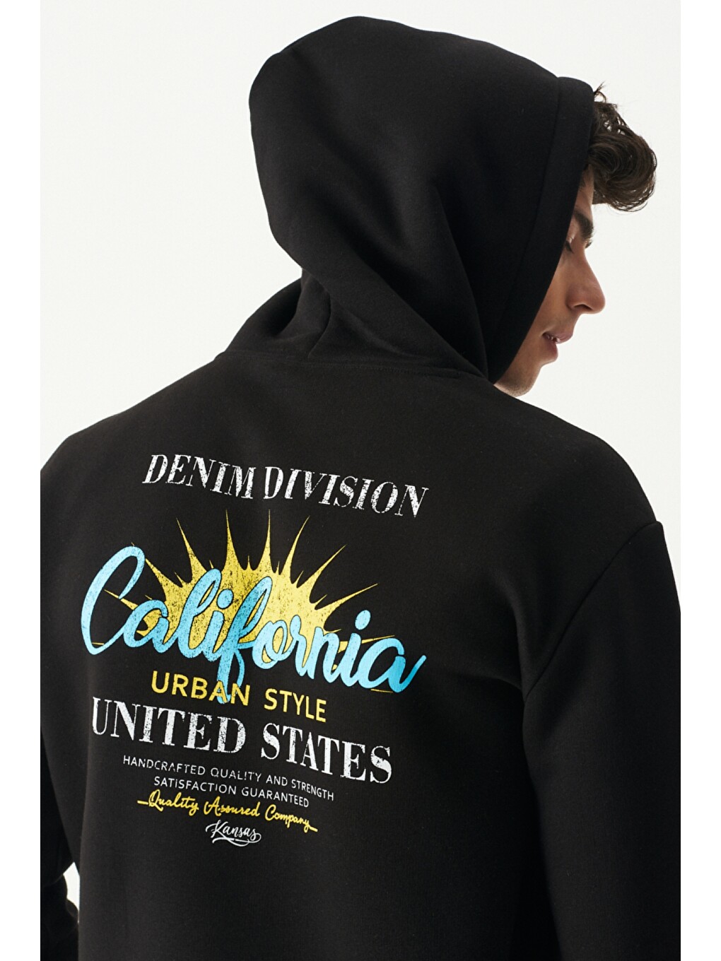 Regular Fit Kapüşonlu Şardonlu Siyah Sweatshirt-5