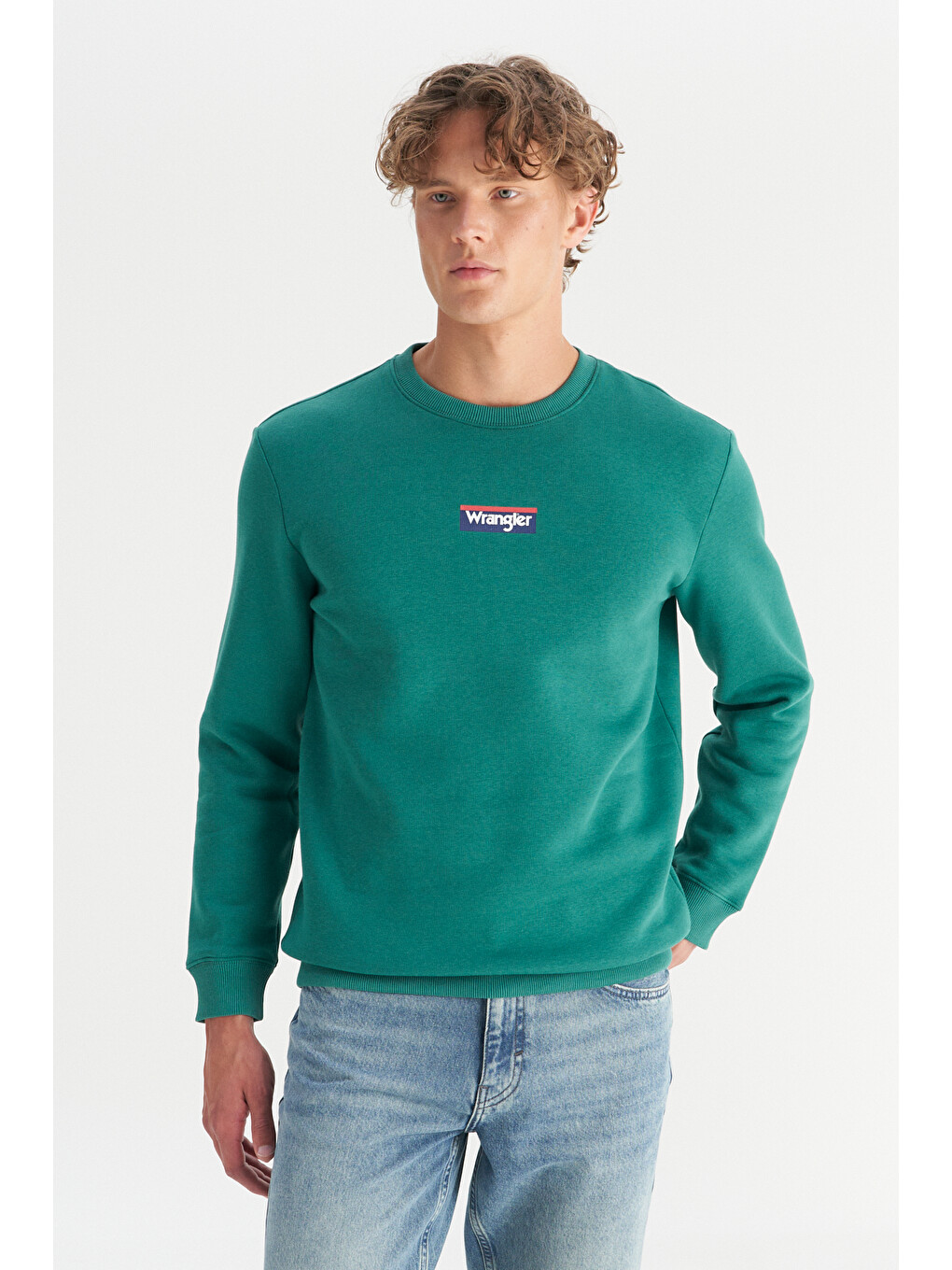 Regular Fit Bisiklet Yaka İçi Polarlı Yeşil Sweatshirt-2