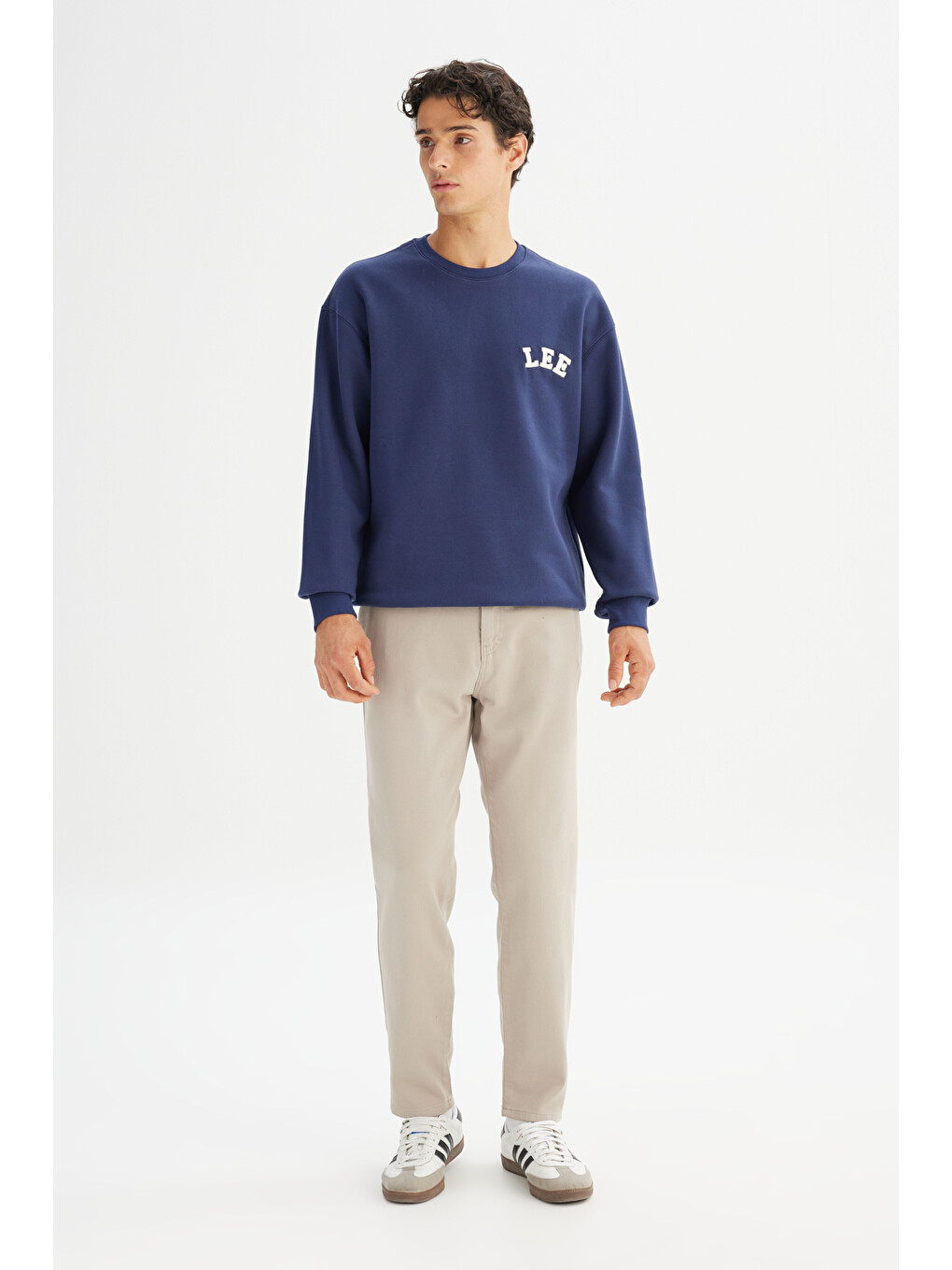 Lacivert Pamuklu Relaxed Fit Bisiklet Yaka İçi Polarlı Logo Detaylı Sweatshirt-1