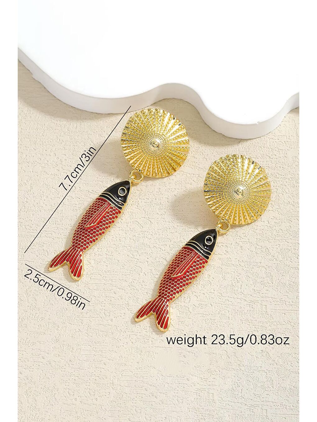 Sarı Balık Sallantılı Kadın Küpe-5