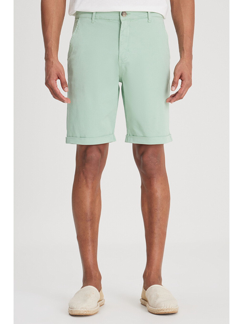 Regular Fit Normal Bel Mint Yeşili Şort-4