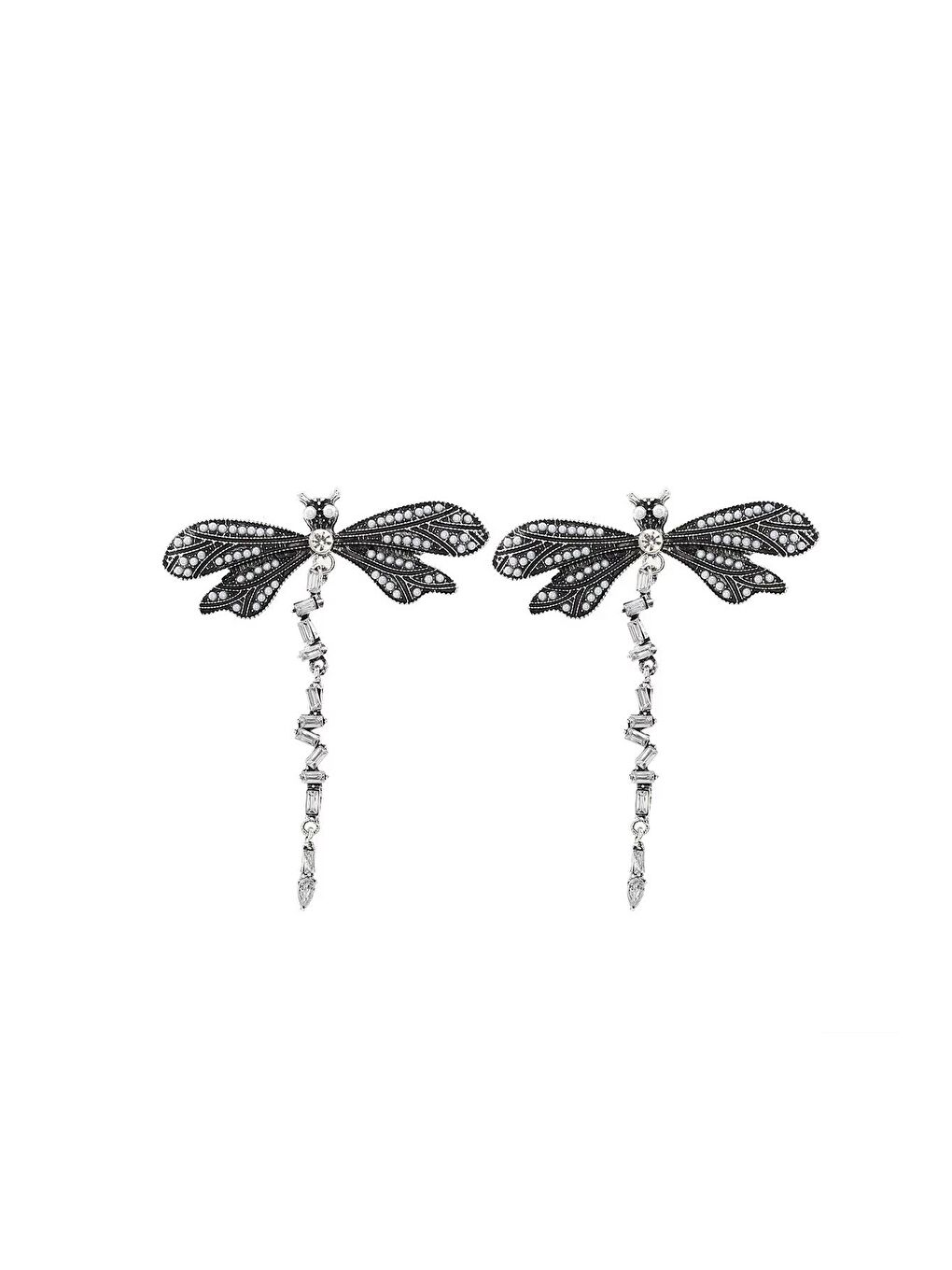 Gri Parlak Taşlı Yusufçuk Küpe-5