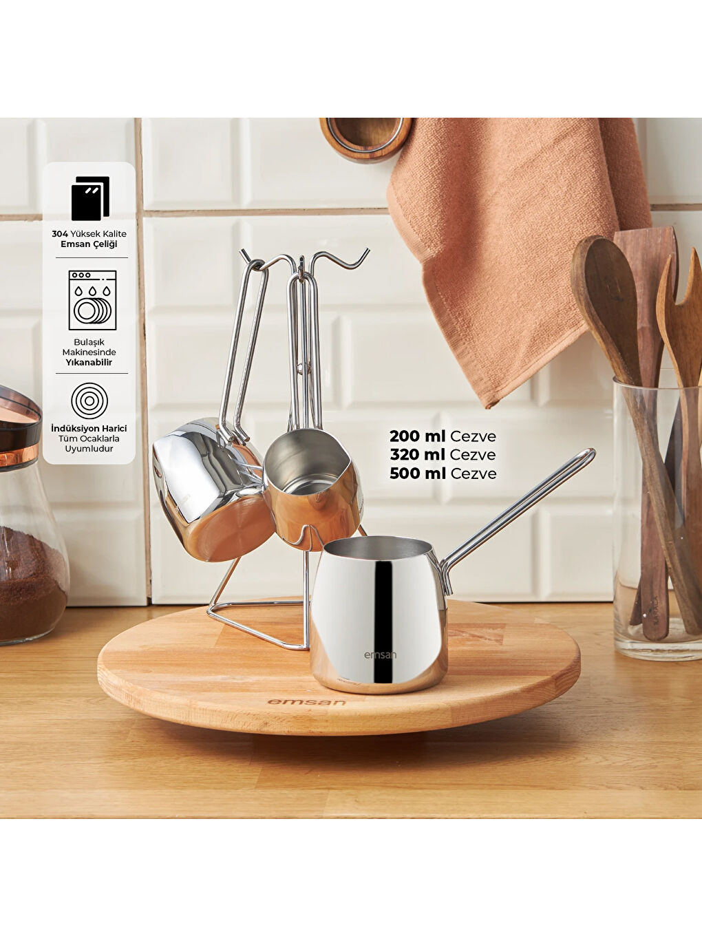 Gri Magna 4 Parça Cezve Seti-7