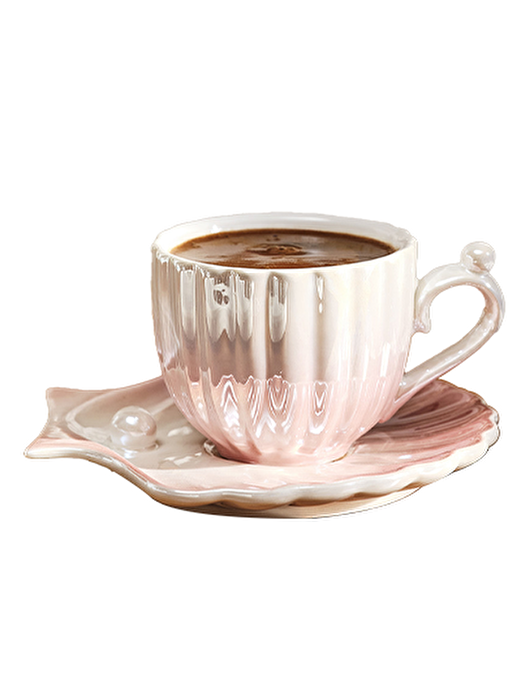 İstiridye 2 Kişilik Porselen Kahve Fincanı Takımı Pembe 90 ml-8