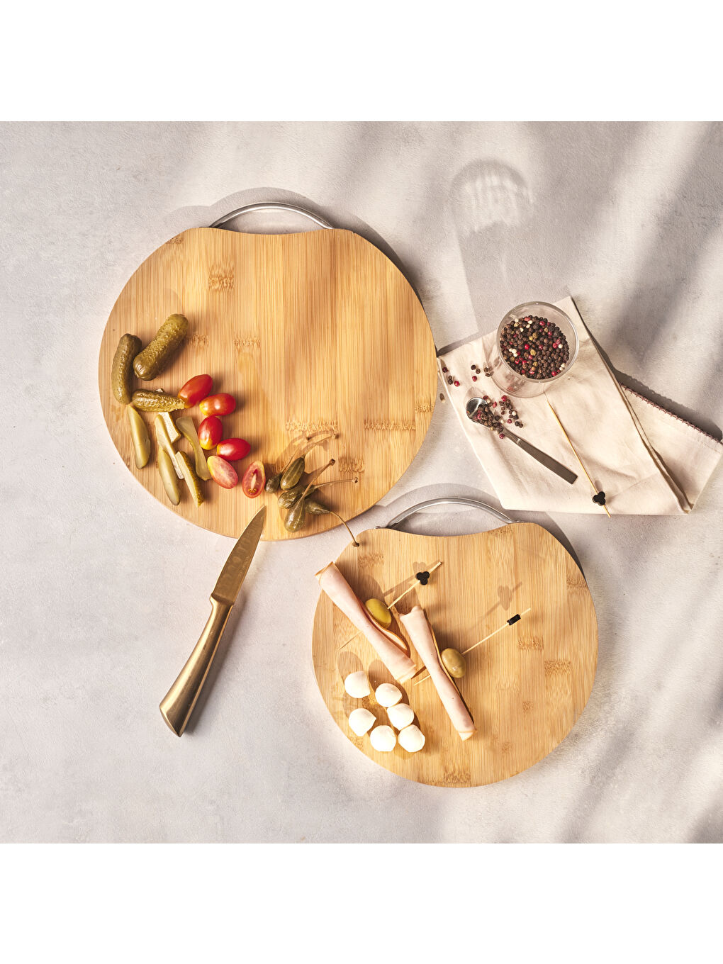 Kahverengi Bambu Circle 2'li Kesme Tahtası-6