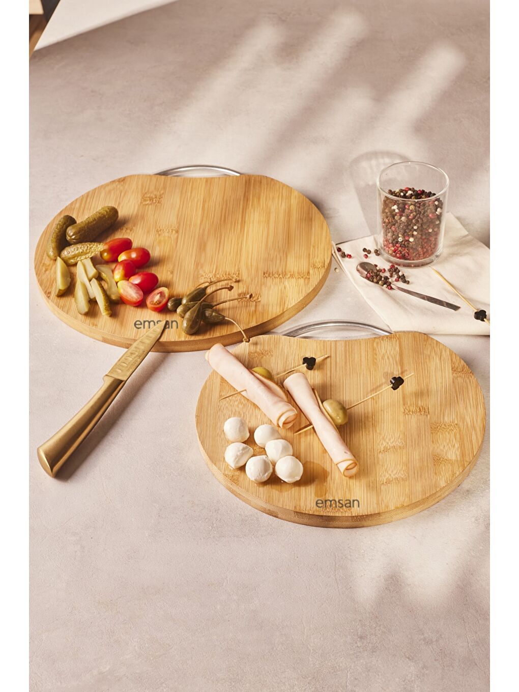Kahverengi Bambu Circle 2'li Kesme Tahtası-2