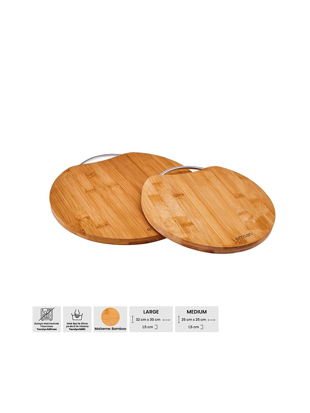 Kahverengi Bambu Circle 2'li Kesme Tahtası-4