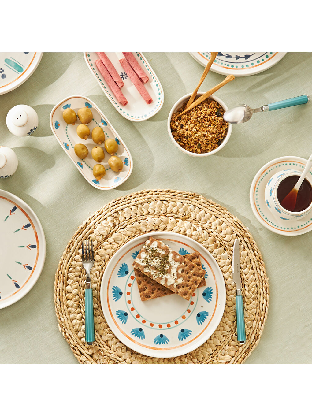 Beyaz Agatha Porselen 32 Parça 6 Kişilik Kahvaltı/Servis Takımı-9