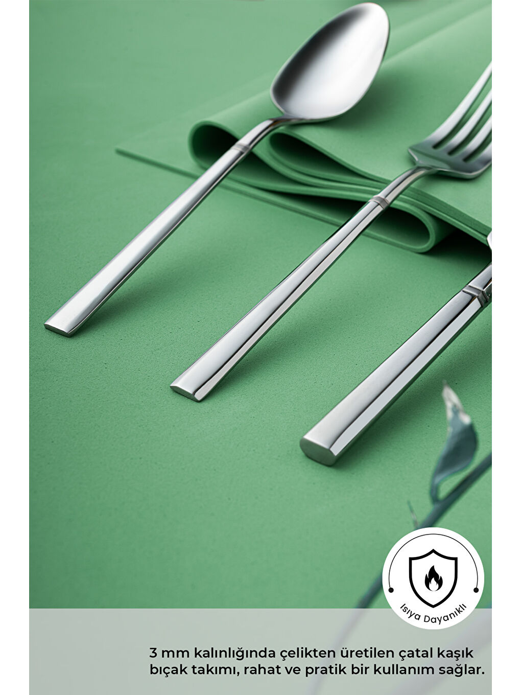 Gri Penta 18 Parça 6 Kişilik Tatlı Çatal Kaşık Bıçak Seti-3