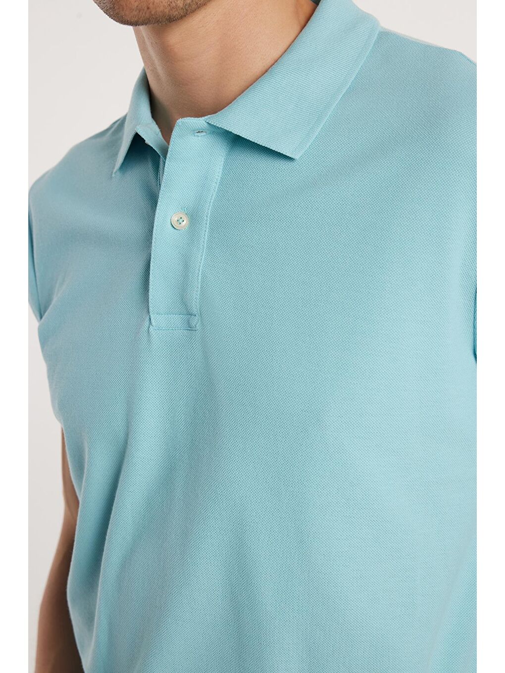 Erkek Slim Fit Dar Kesim %100 Pamuk Mavi Polo Yaka Tişört-2