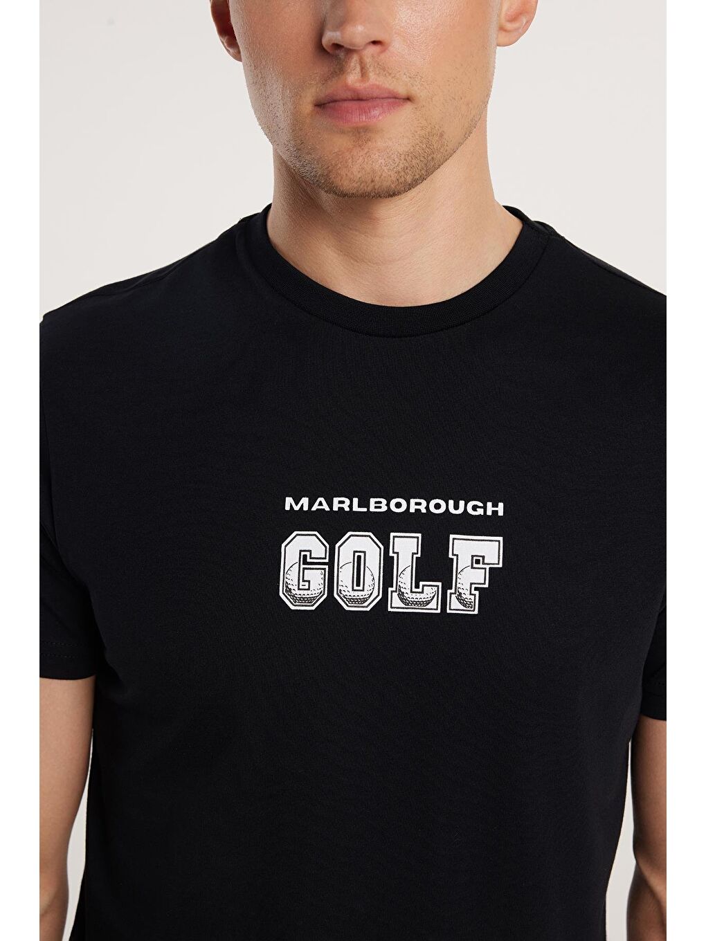 Erkek Slim Fit Dar Kesim %100 Pamuk Yumuşak Dokulu Baskılı Siyah Bisiklet Yaka Tişört-2