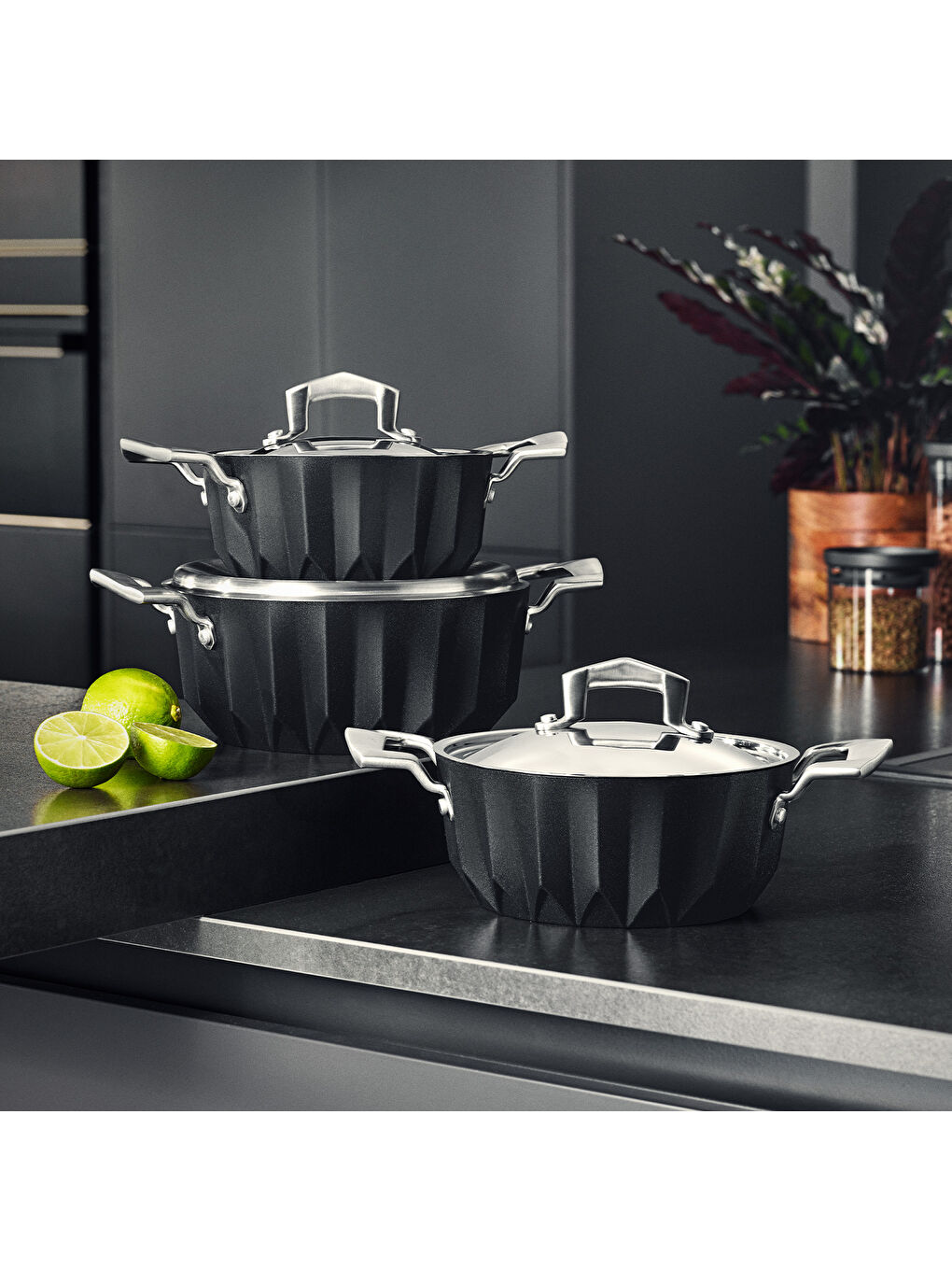 Siyah Diagon 6 Parça Midi Set-6