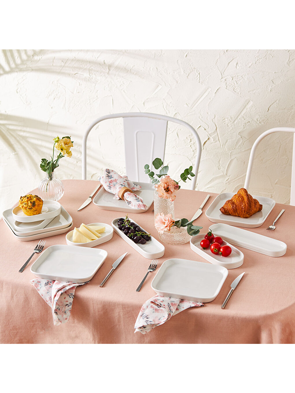 Yeni Mısra Porselen 12 Parça 6 Kişilik Kahvaltı Takımı Beyaz-6