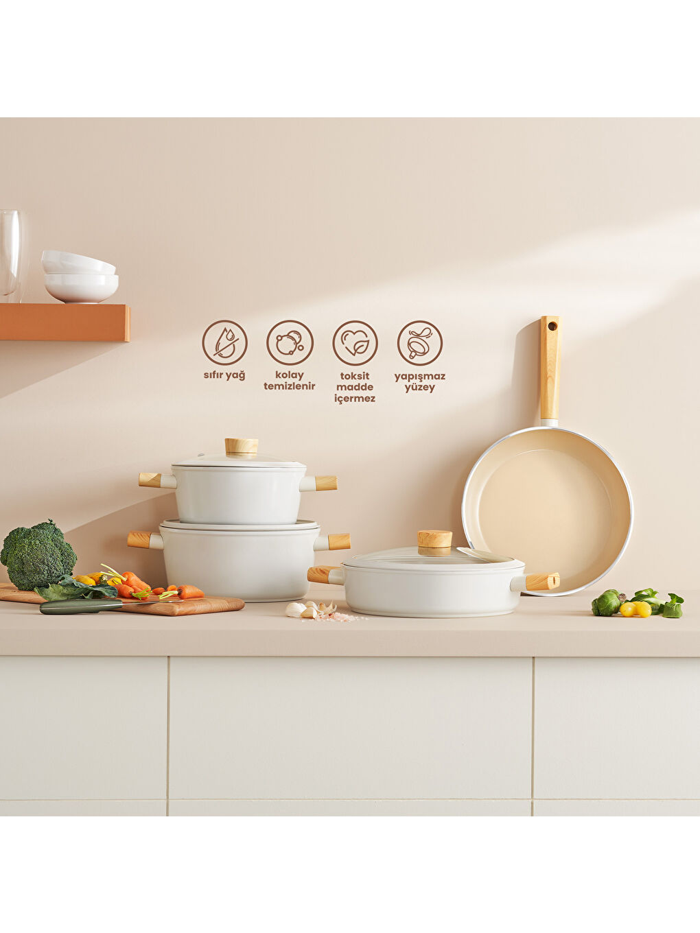 Beyaz Swiss Crystal 7 Parça Tencere Seti-6