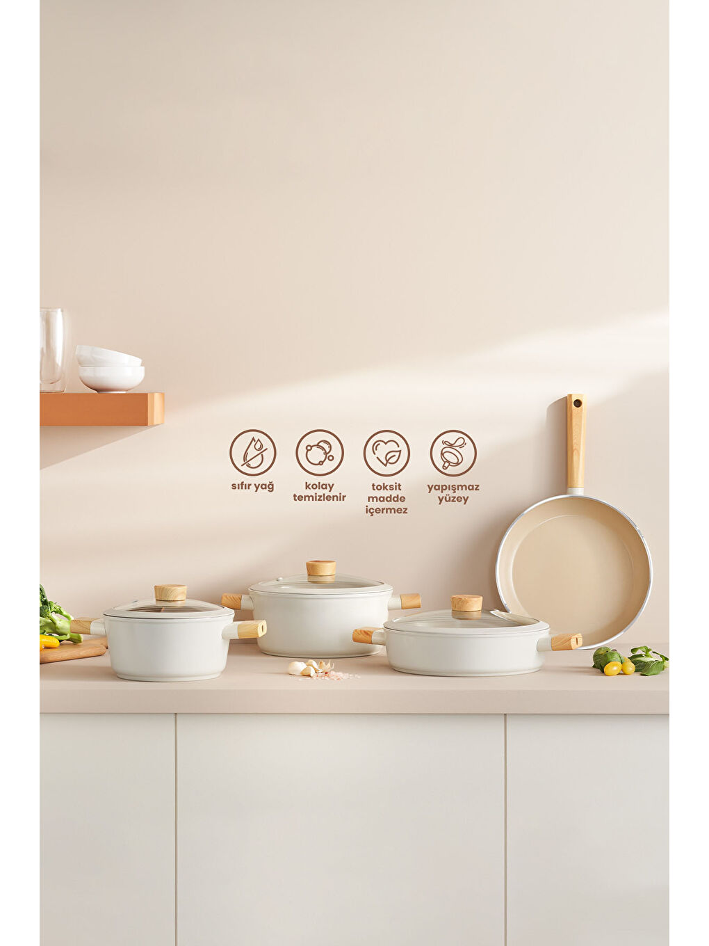 Beyaz Swiss Crystal 7 Parça Tencere Seti-3