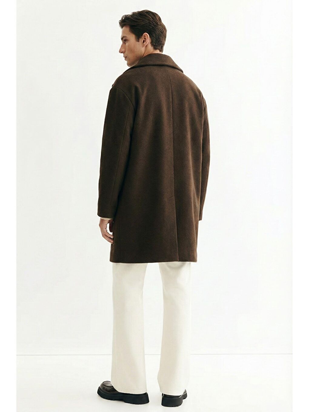 Kahverengi Erkek Oversize İtalyan Kaşe Kaban Kahve-1