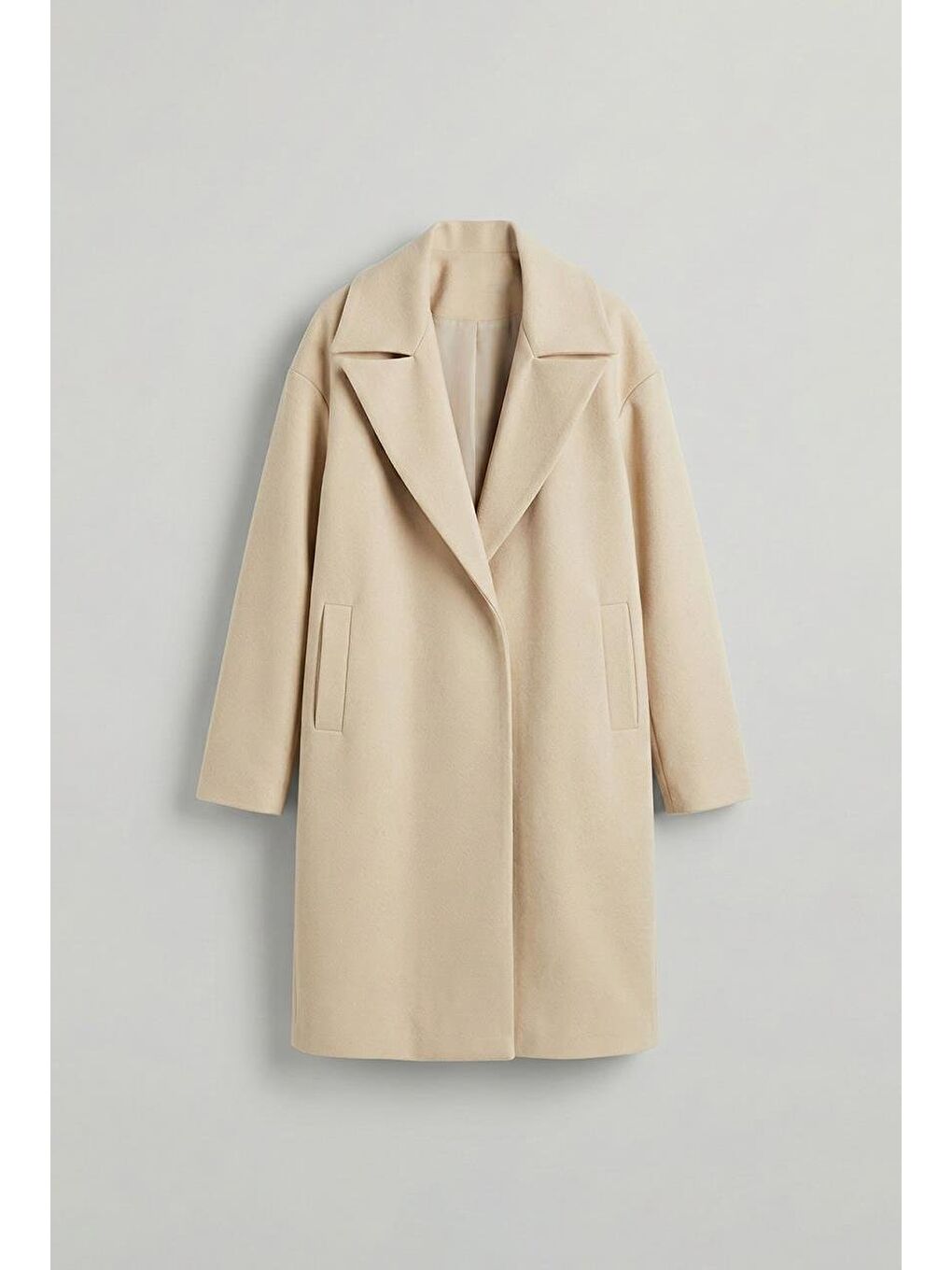 Erkek Oversize İtalyan Kaşe Kaban Bej