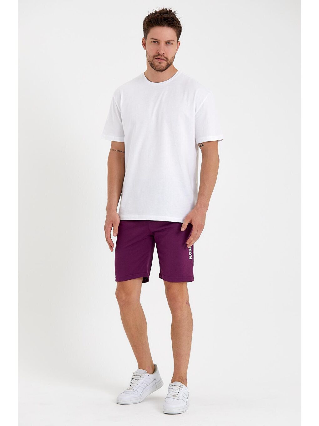 Bordo Regular Fit Brooklyn Baskılı Erkek Şort SPR 208-3