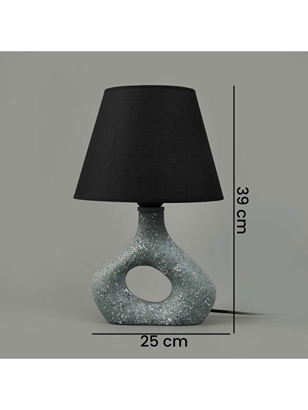 Ete Handmade Seramik Abajur - Siyah / Gri - 39x25x25 cm-4