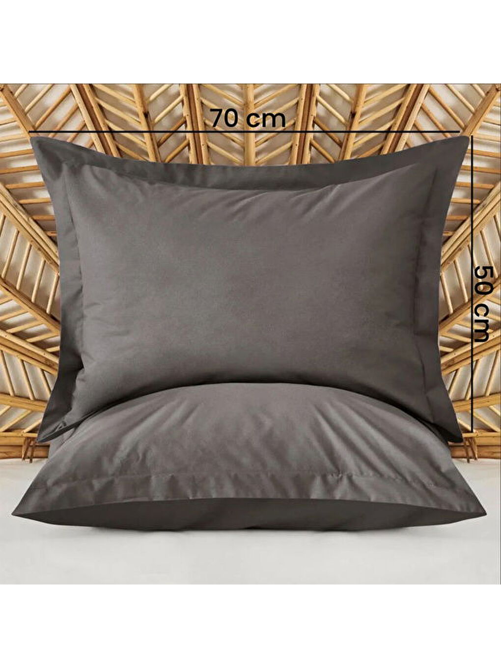 Soft Basic Oxford 2'li Yastık Kılıfı - Antrasit - 50x70 cm-4