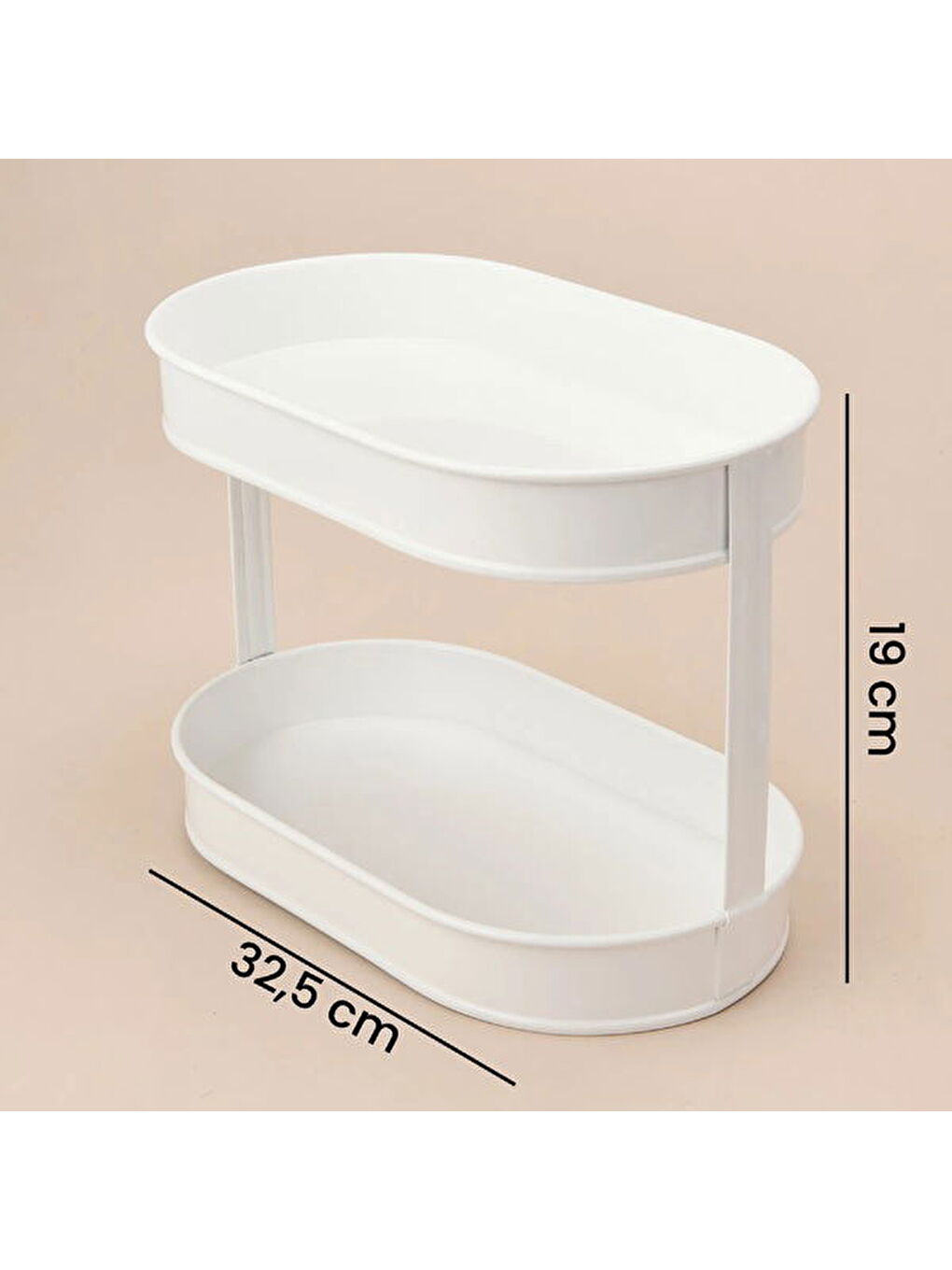 Bath 2 Katlı Oval Organizer - Beyaz - 32,5x19 cm-4