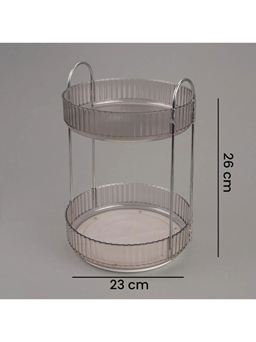 Renksiz 2 Katlı Döner Organizer - Şeffaf - 26x23x23 cm-3