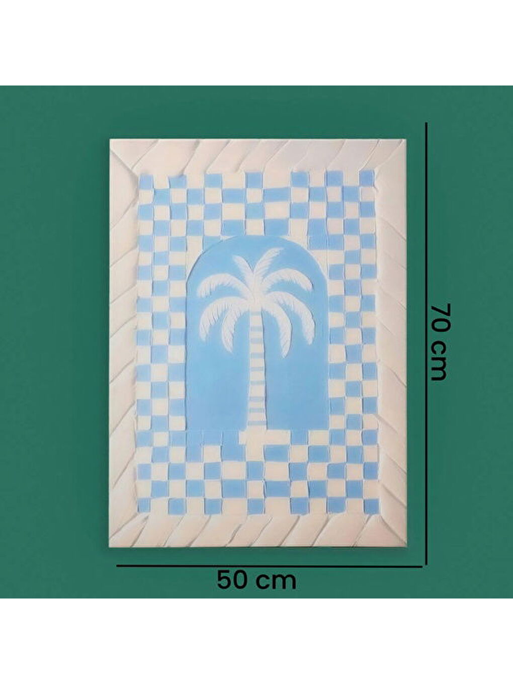 Deco Palm Breeze Kanvas Tablo - Mavi / Beyaz - 50x70 cm-7