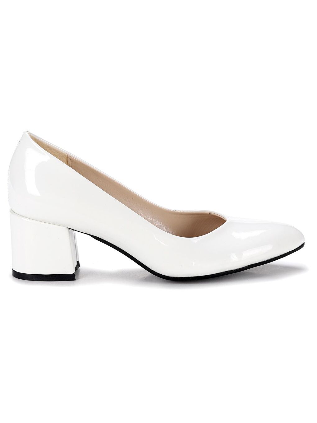 Beyaz Rugan 5 Cm Topuklu Kadın Ayakkabı 97544-312-3