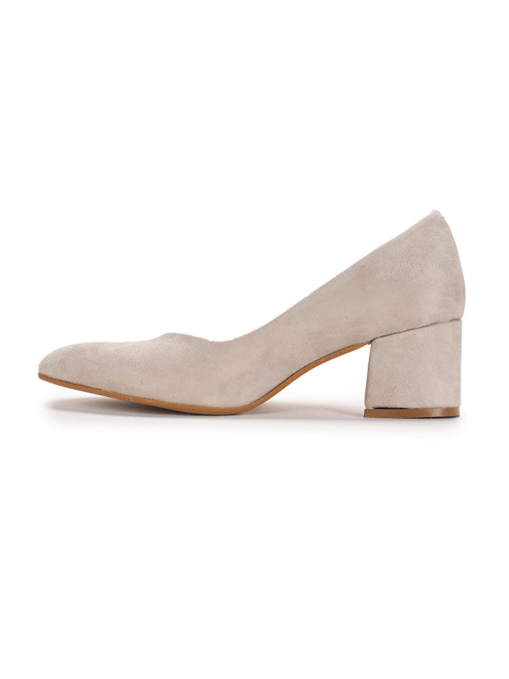 Bej Süet 5 Cm Topuklu Kadın Ayakkabı 97544-312-4