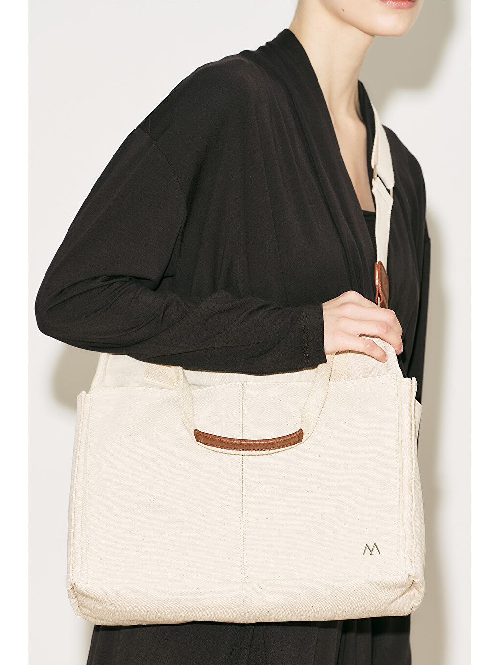 Bej Kanvas Everyday Bag Off Whıte-1