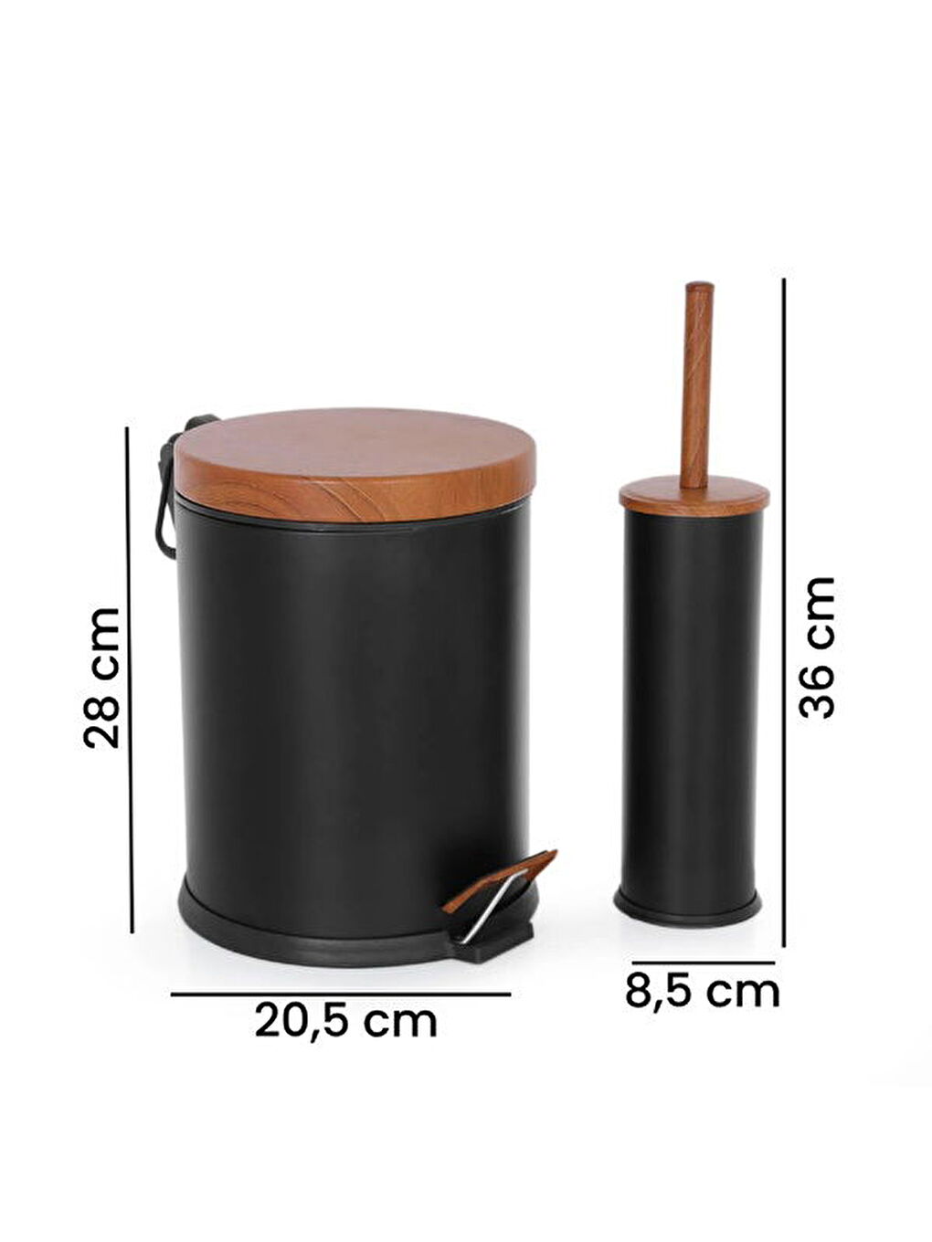 Bath Ahşap Desenli 2’li Banyo Seti – Siyah-2