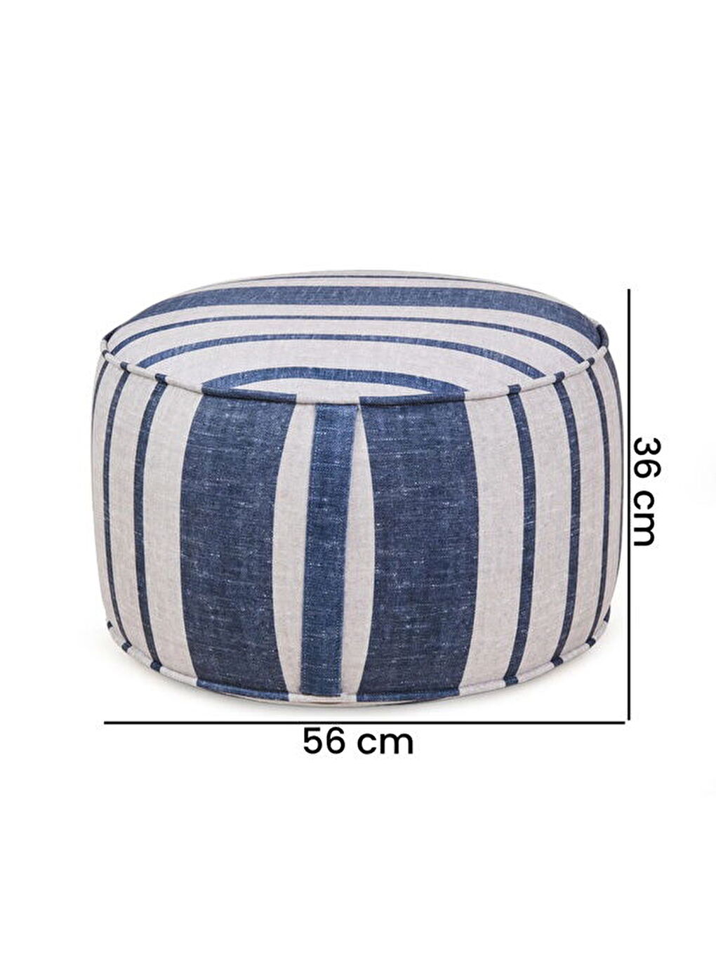 Nautical Puf - Mavi / Krem - 36x56x56 cm-8
