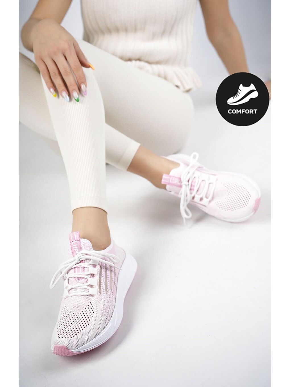 Muggo Pudra Pembe Ultraboost Unisex Ortopedik Günlük  Yürüyüş Koşu Sneaker Spor Ayakkabı