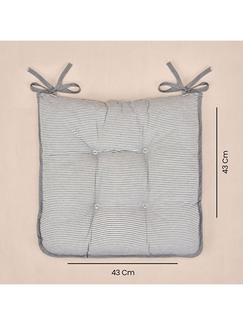 Lila Soft Elegant Curves İnce Çizgili Sandalye Minderi - Ekru / Siyah - 43x43 cm-8