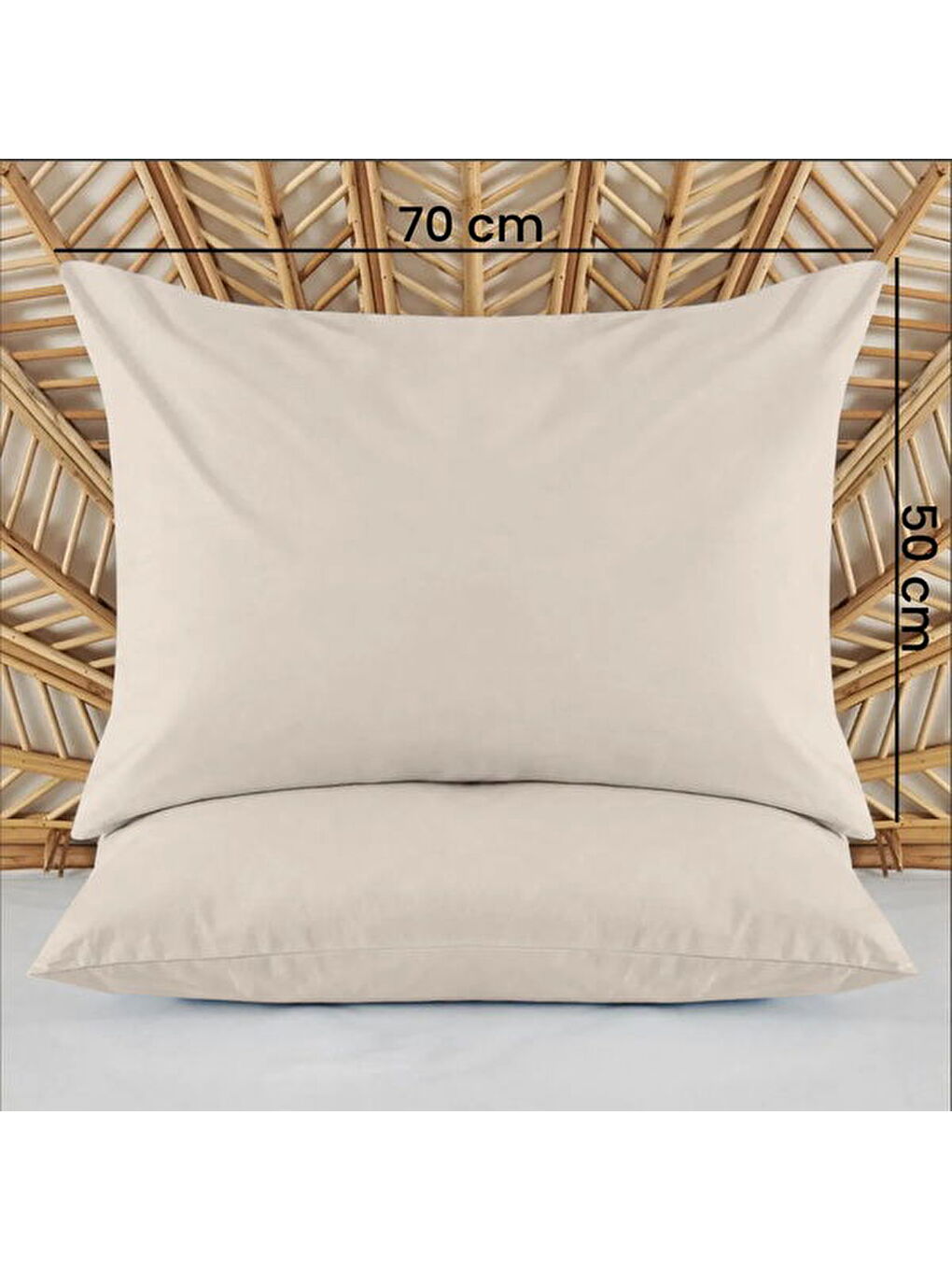 Soft Basic 2'li Yastık Kılıfı - Bej - 50x70 cm-3