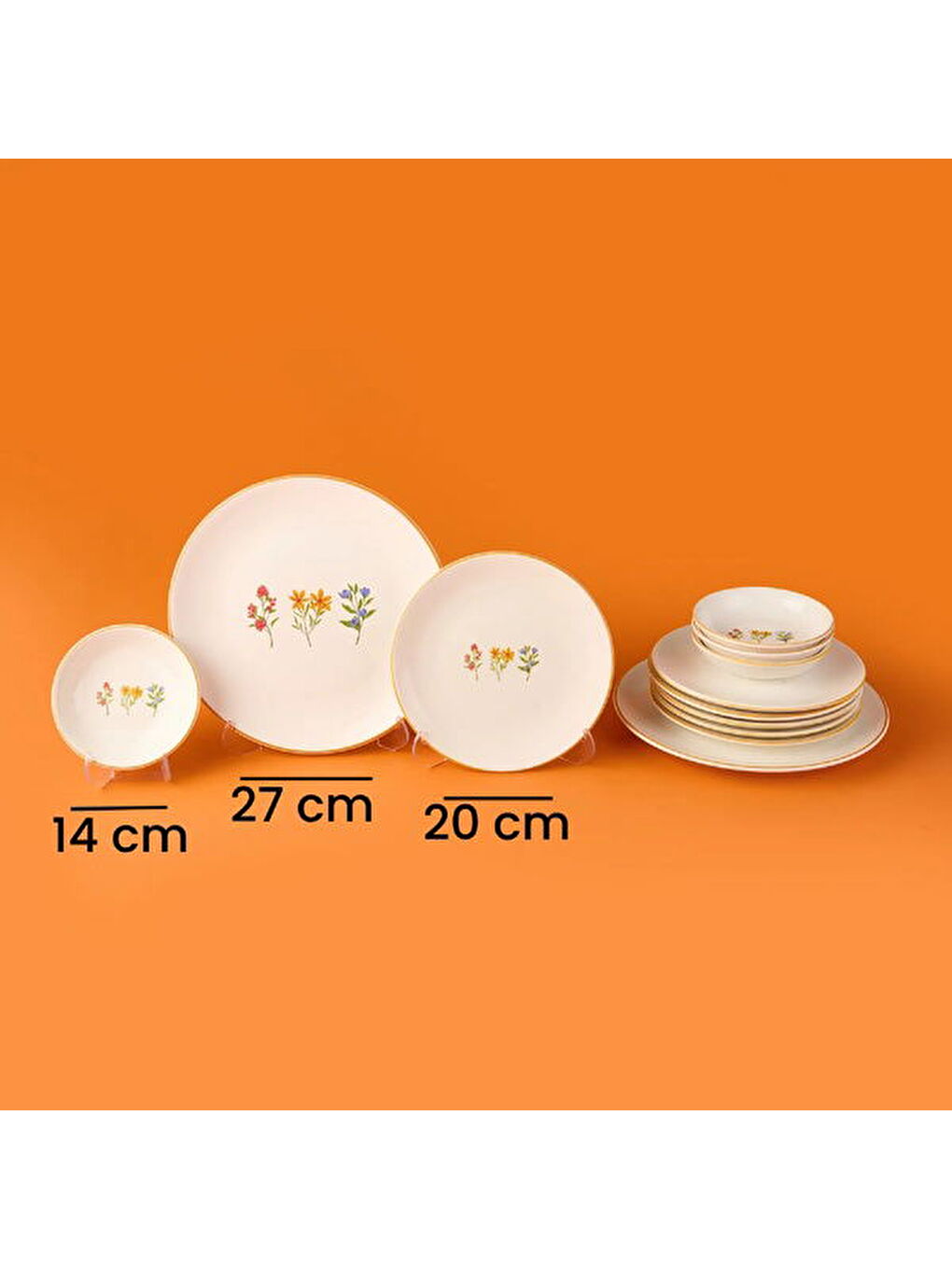 Karışık Kitchen 12 Parça Çıtır Çiçekli Seramik Kahvaltı Takımı - Renkli-6