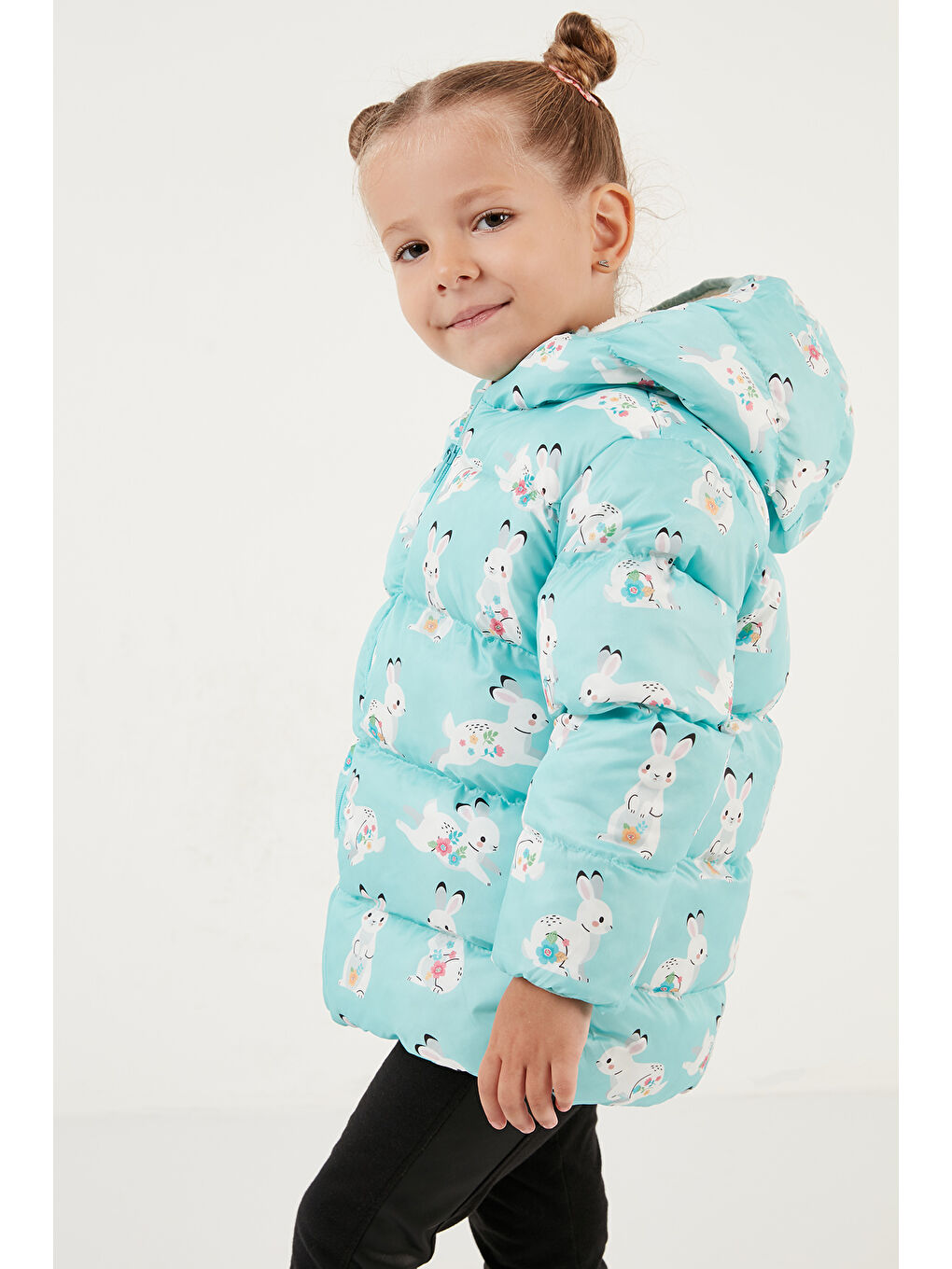 Yeşil Ekstra Dolgulu İçi Yumuşak Polarlı Kapüşonlu Şişme Mont 5763007-1