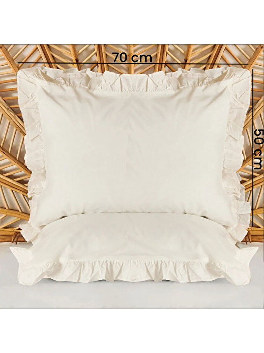 Soft Basic Fırfırlı 2'li Yastık Kılıfı - Ekru - 50x70 cm-4