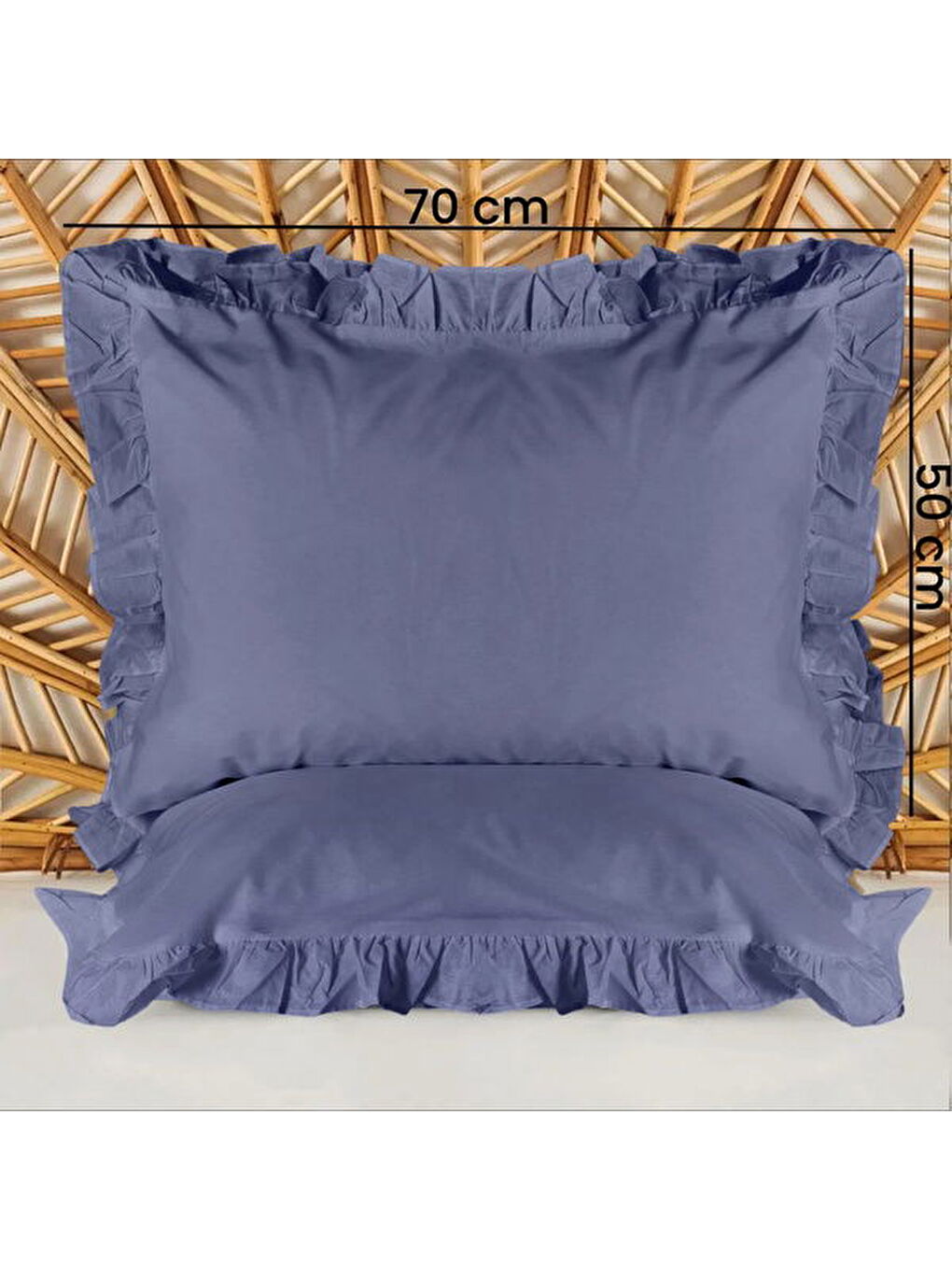 Soft Basic Fırfırlı 2'li Yastık Kılıfı - Lacivert - 50x70 cm-4
