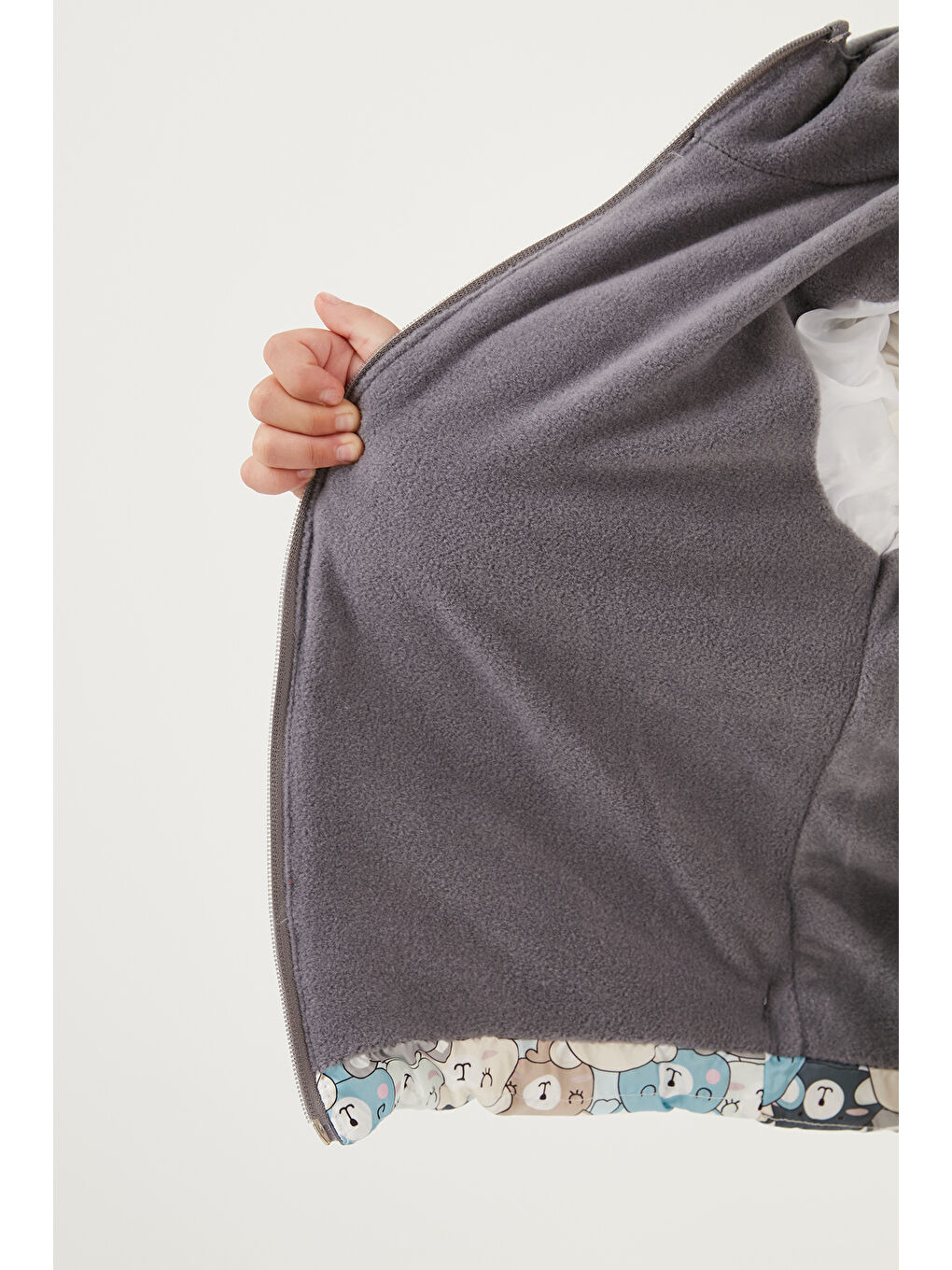 Bej Ekstra Dolgulu İçi Yumuşak Polarlı Kapüşonlu Şişme Mont 5763008-4