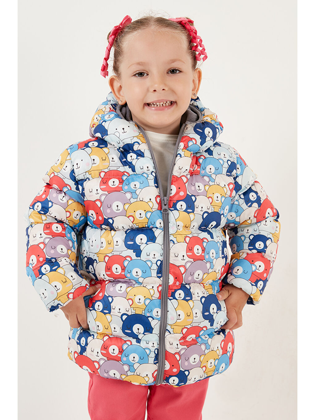 Kırmızı Ekstra Dolgulu İçi Yumuşak Polarlı Kapüşonlu Şişme Mont 5763008-2