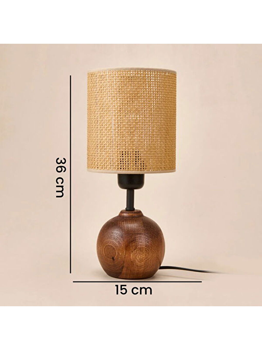 Lighting Simena Ahşap Abajur - Kahverengi / Ceviz - 36x15x15 cm-4